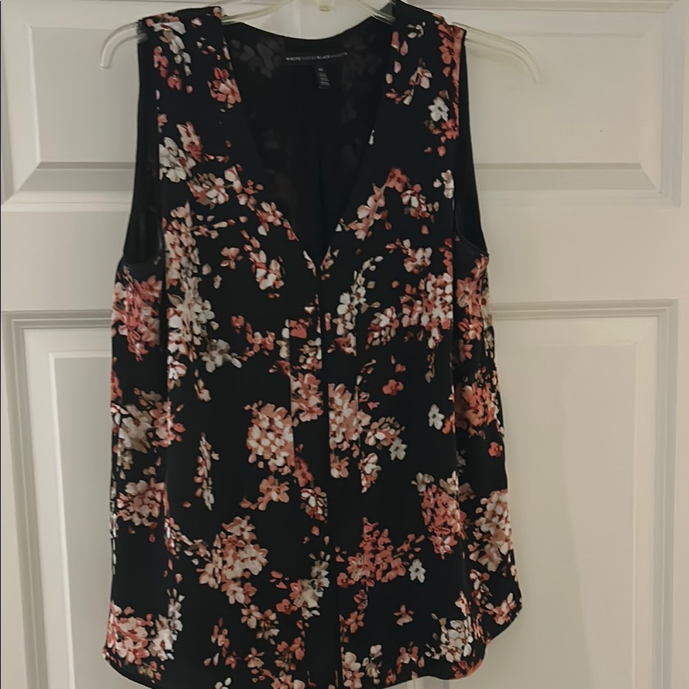 Floral Sleeveless Top - Black and Pink